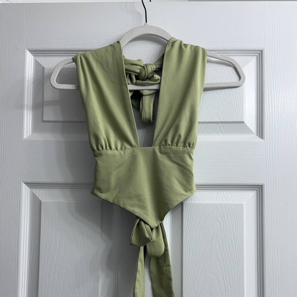 Sage Green Tie-Back Top